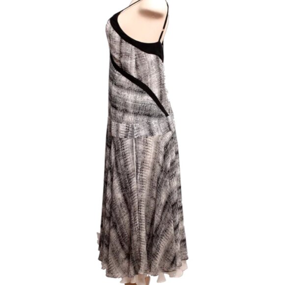 DEREK LAM BLACK/WHITE SILK ABSTRACT PRINT DRESS - Picture 2 of 5